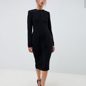 Asos black pencil midi dress